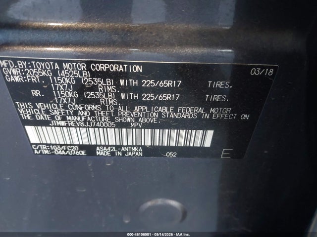 Toyota Rav4 Xle 2018 JTMWFREV8JJ740005 Image 9