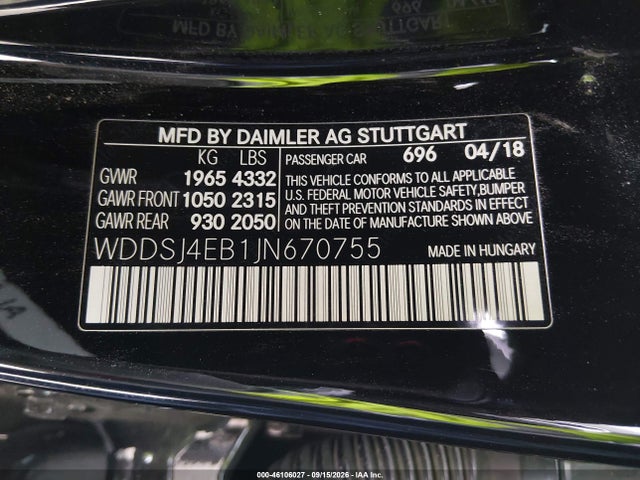 Mercedes-Benz CLA 250 2018 WDDSJ4EB1JN670755 Image 9