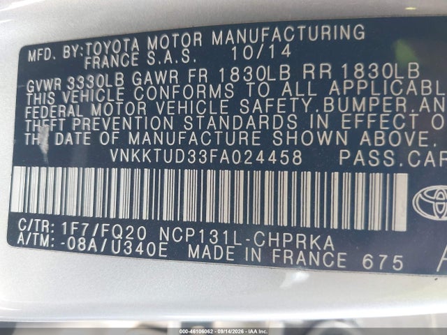 Toyota YARIS L 2015 VNKKTUD33FA024458 Image 9