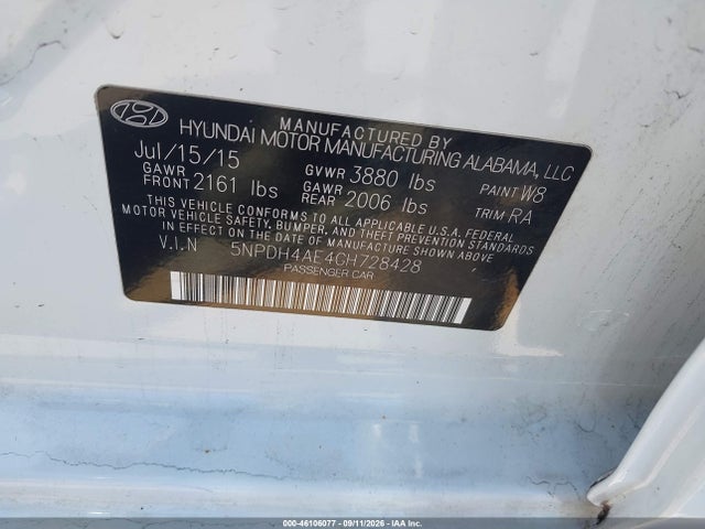 Hyundai ELANTRA SE 2016 5NPDH4AE4GH728428 Image 9