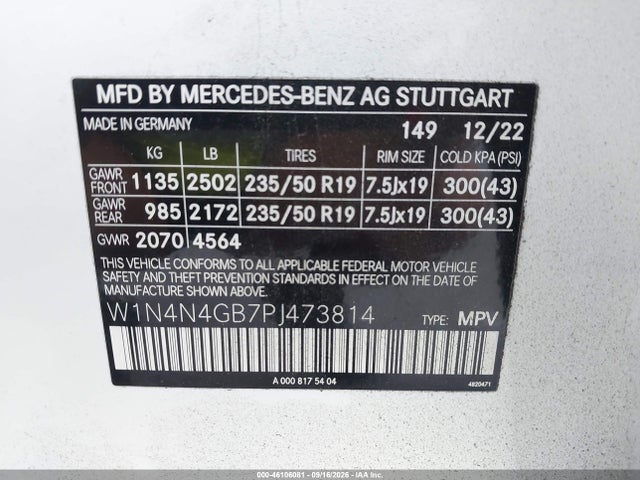 W1N4N4GB7PJ473814 Mercedes-Benz GLA 250