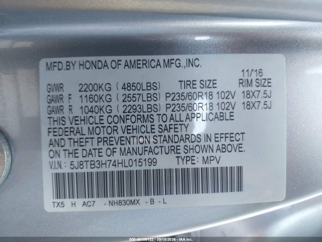 Acura Rdx Advance Package 2017 5J8TB3H74HL015199 Image 9