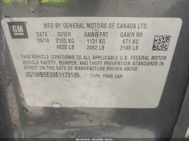 Продажа на аукционе авто 2014 Chevrolet Impala Limited Lt, vin: 2G1WB5E39E1173105, номер лота: 46106154