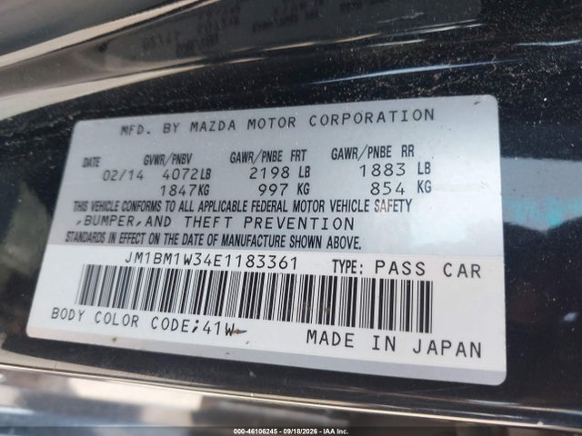 Aukcja sprzedaży 2014 Mazda Mazda3 S Grand Touring, vin: JM1BM1W34E1183361, numer aukcji: 46106245