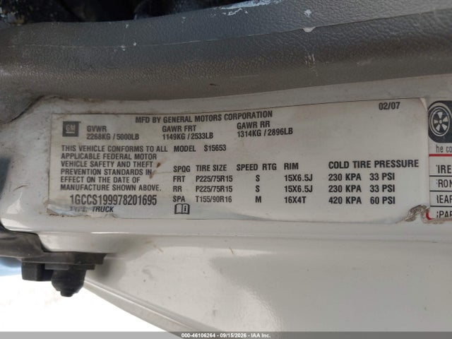 2007 Chevrolet Colorado Ls მანქანა იყიდება აუქციონზე, vin: 1GCCS199978201695, აუქციონის ნომერი: 46106264