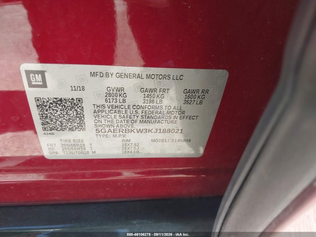 Продаж на аукціоні авто 2019 Buick Enclave Fwd Essence, vin: 5GAERBKW3KJ188021, номер лоту: 46106278