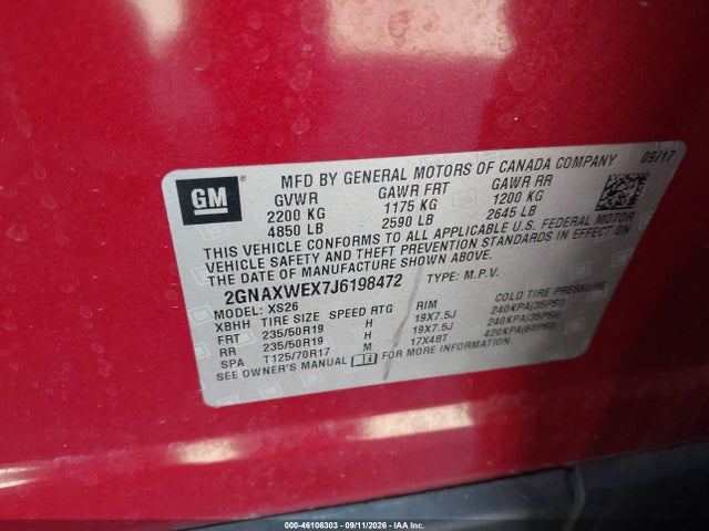2GNAXWEX7J6198472 Chevrolet Equinox Premier