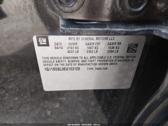 Aukcja sprzedaży 2014 Chevrolet Impala 1fl, vin: 1G11X5SL9EU163128, numer aukcji: 46106423