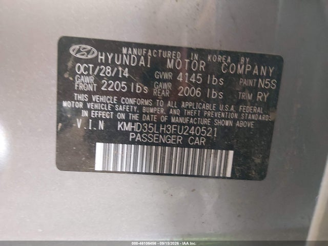 KMHD35LH3FU240521 Hyundai ELANTRA GT
