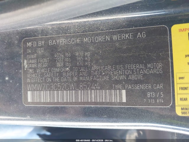 Продаж на аукціоні авто 2012 Mini Cooper S Countryman, vin: WMWZC3C52CWL85244, номер лоту: 46106460
