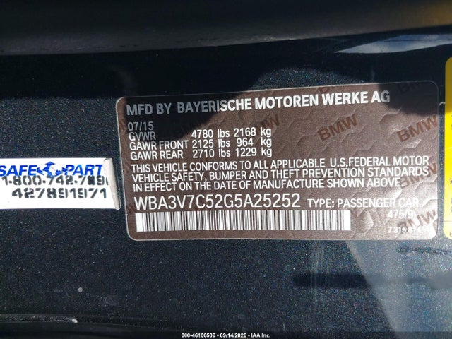 Aukcja sprzedaży 2016 Bmw 428i, vin: WBA3V7C52G5A25252, numer aukcji: 46106506