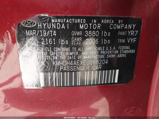 KMHDH4AEXEU168204 Hyundai Elantra Limited