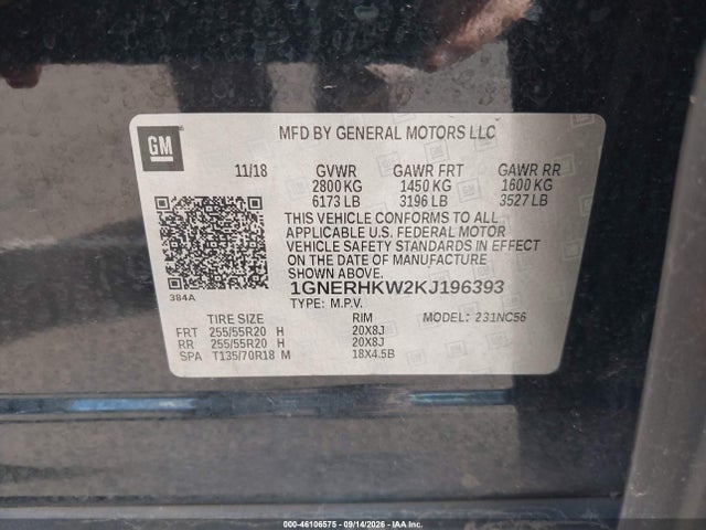 Chevrolet Traverse 3lt 2019 1GNERHKW2KJ196393 Image 9