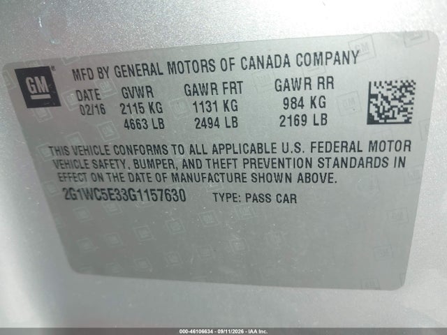 2G1WC5E33G1157630 Chevrolet Impala Limited Ltz