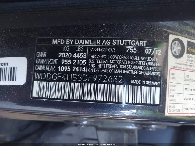 Aukcja sprzedaży 2013 Mercedes-benz C 250 Sport, vin: WDDGF4HB3DF972632, numer aukcji: 46106652
