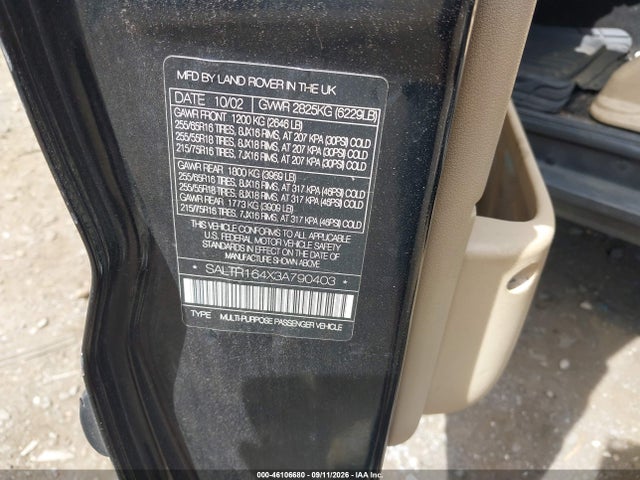 Продаж на аукціоні авто 2003 Land Rover Discovery Ii Hse, vin: SALTR164X3A790403, номер лоту: 46106680