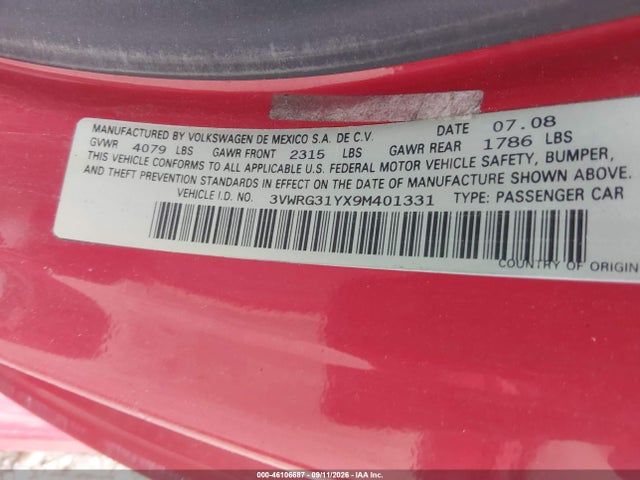 Продаж на аукціоні авто 2009 Volkswagen New Beetle 2.5l, vin: 3VWRG31YX9M401331, номер лоту: 46106687