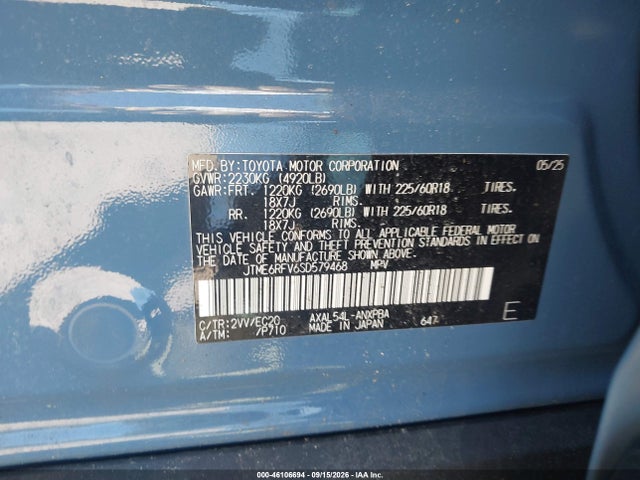 Продажа на аукционе авто 2025 Toyota Rav4 Hybrid Xse, vin: JTME6RFV6SD579468, номер лота: 46106694