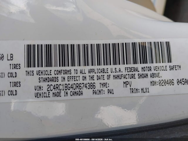 46106698 :رقم المزاد ، 2C4RC1BG4DR674386 vin ، 2013 Chrysler Town & Country Touring مزاد بيع