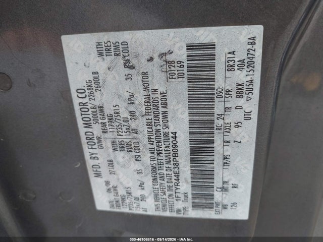 46106816 :رقم المزاد ، 1FTYR44E38PB09044 vin ، 2008 Ford Ranger Sport/xlt مزاد بيع