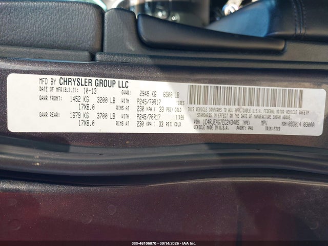 2014 Jeep Grand Cherokee Laredo მანქანა იყიდება აუქციონზე, vin: 1C4RJEAG7EC243405, აუქციონის ნომერი: 46106870