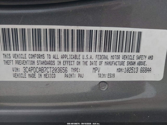 Продаж на аукціоні авто 2012 Dodge Journey Se/avp, vin: 3C4PDCAB7CT203656, номер лоту: 46106876