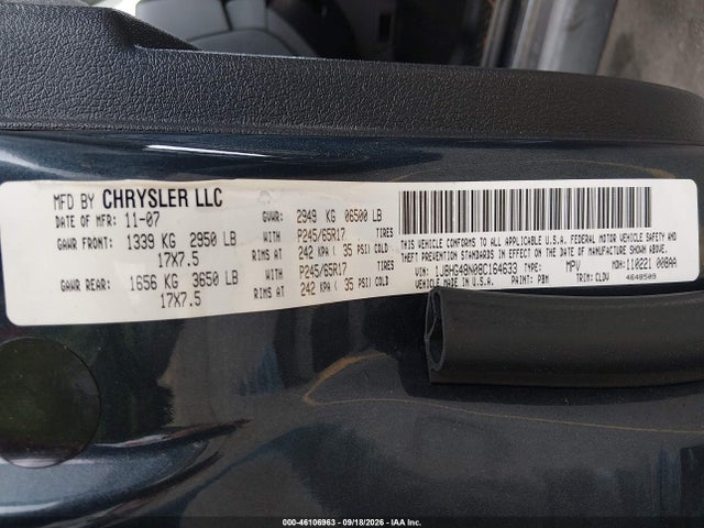 Продаж на аукціоні авто 2008 Jeep Commander Sport, vin: 1J8HG48N08C164633, номер лоту: 46106963