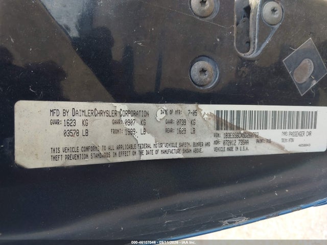 Aukcja sprzedaży 2005 Dodge Neon Sxt, vin: 1B3ES56CX5D260762, numer aukcji: 46107046