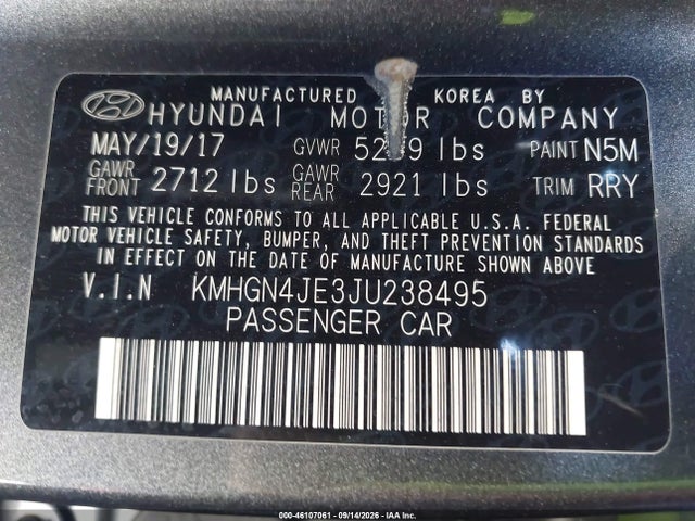 Genesis G80 3.8 2018 KMHGN4JE3JU238495 Image 9