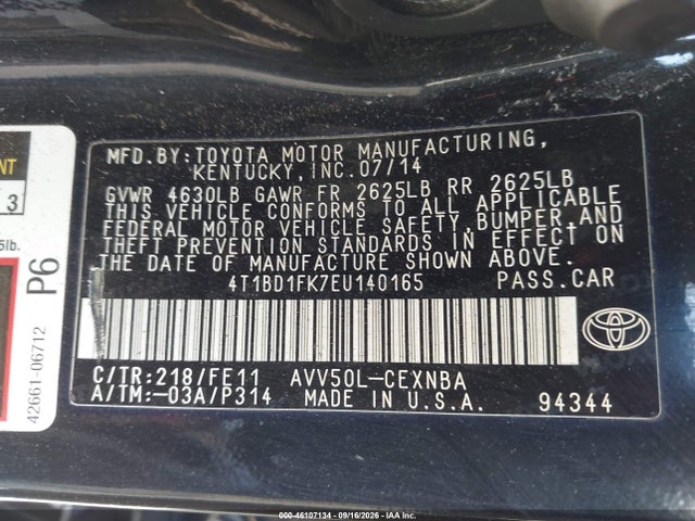 Aukcja sprzedaży 2014 Toyota Camry Hybrid Le, vin: 4T1BD1FK7EU140165, numer aukcji: 46107134