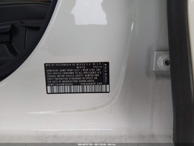 2016 Volkswagen Jetta 1.8t Sport მანქანა იყიდება აუქციონზე, vin: 3VWD17AJ2GM392563, აუქციონის ნომერი: 46107159