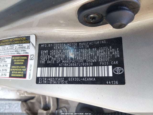 Aukcja sprzedaży 2007 Toyota Avalon Xl, vin: 4T1BK36B67U180838, numer aukcji: 46107195