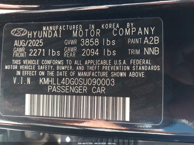 2025 Hyundai Elantra Se მანქანა იყიდება აუქციონზე, vin: KMHLL4DG0SU090003, აუქციონის ნომერი: 46107208