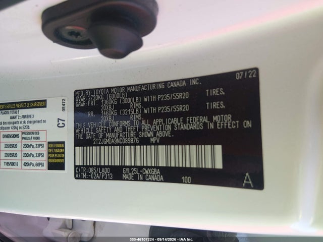 Aukcja sprzedaży 2022 Lexus Rx 450h, vin: 2T2JGMDA9NC089876, numer aukcji: 46107224