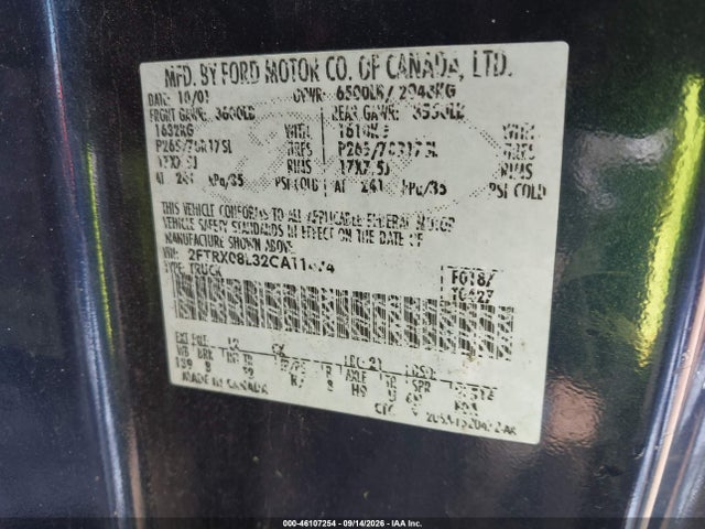 Aukcja sprzedaży 2002 Ford F-150 Lariat/xl/xlt, vin: 2FTRX08L32CA11474, numer aukcji: 46107254
