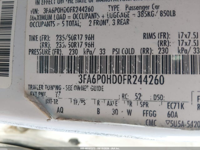 3FA6P0HD0FR244260 Ford FUSION SE