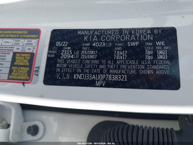 Aukcja sprzedaży 2023 Kia Soul Ex, vin: KNDJ33AU0P7838321, numer aukcji: 46107280