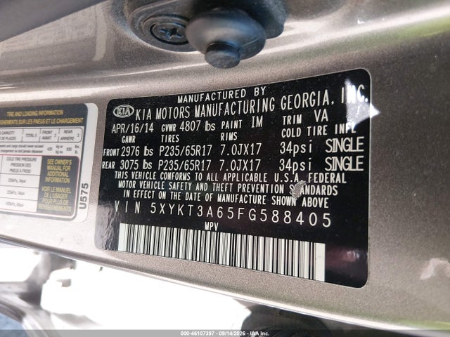 Aukcja sprzedaży 2015 Kia Sorento Lx, vin: 5XYKT3A65FG588405, numer aukcji: 46107397
