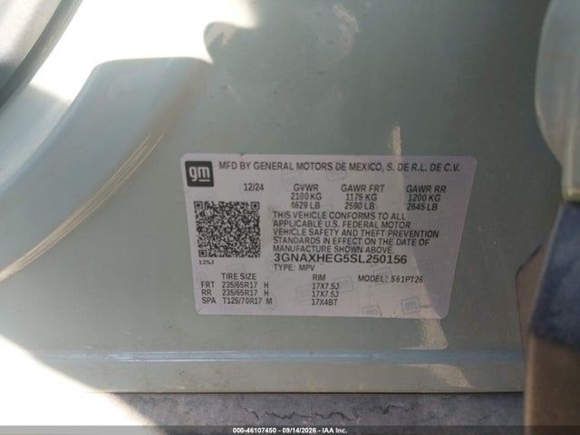 46107450 :رقم المزاد ، 3GNAXHEG5SL250156 vin ، 2025 Chevrolet Equinox Fwd Lt مزاد بيع