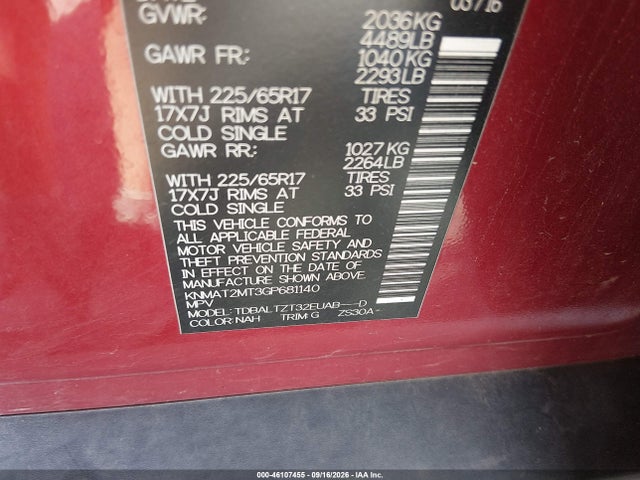 Nissan ROGUE SV 2016 KNMAT2MT3GP681140 Image 9