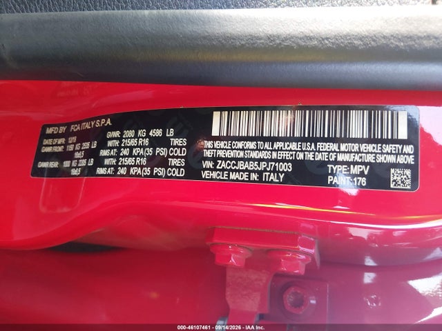 2018 Jeep Renegade Sport 4x4 მანქანა იყიდება აუქციონზე, vin: ZACCJBAB5JPJ71003, აუქციონის ნომერი: 46107461
