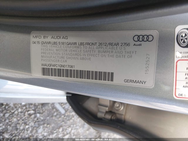 46107481 :رقم المزاد ، WAUGFAFC1GN017081 vin ، 2016 Audi A6 2.0t Premium Plus مزاد بيع