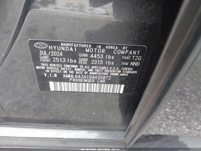Продажа на аукционе авто 2025 Hyundai Sonata Sel, vin: KMHL64JA1SA435872, номер лота: 46107555