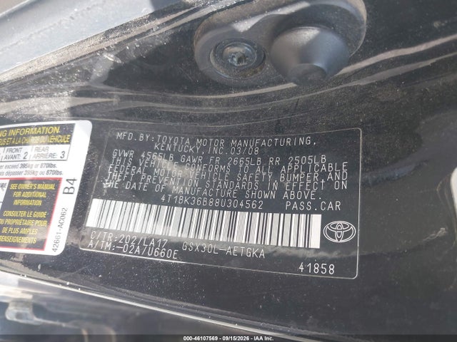 Aukcja sprzedaży 2008 Toyota Avalon Xls, vin: 4T1BK36B88U304562, numer aukcji: 46107569
