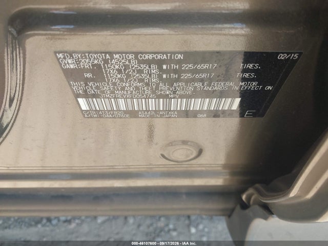 Продаж на аукціоні авто 2015 Toyota Rav4 Le, vin: JTMZFREVXFD054745, номер лоту: 46107600