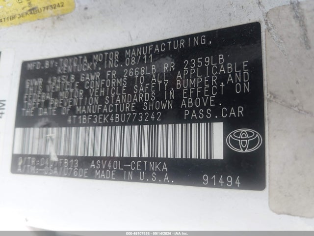 Aukcja sprzedaży 2011 Toyota Camry Le, vin: 4T1BF3EK4BU773242, numer aukcji: 46107658