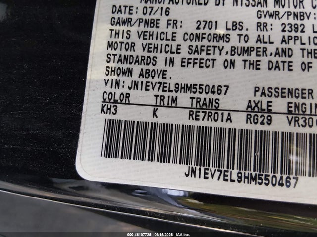 Продаж на аукціоні авто 2017 Infiniti Q60 3.0t Premium, vin: JN1EV7EL9HM550467, номер лоту: 46107725