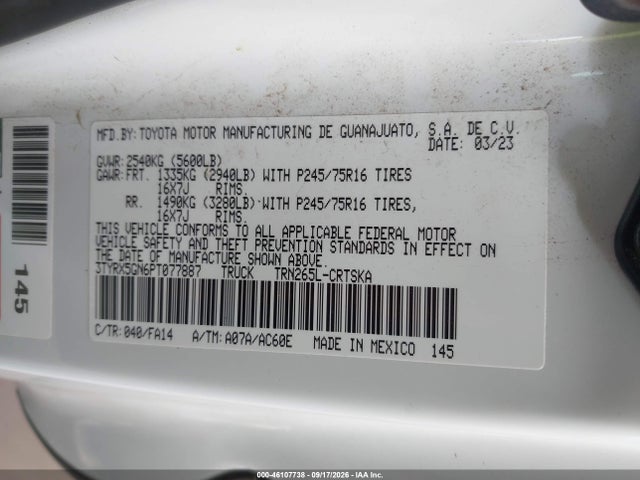 Aukcja sprzedaży 2023 Toyota Tacoma 2wd Sr, vin: 3TYRX5GN6PT077887, numer aukcji: 46107738