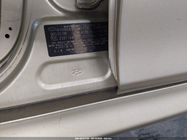 46107755 :رقم المزاد ، KMHWF35H14A015725 vin ، 2004 Hyundai Sonata Gls/lx مزاد بيع