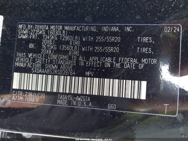 Toyota Grand Highlander Limited 2024 5TDAAAB52RS039764 Image 9